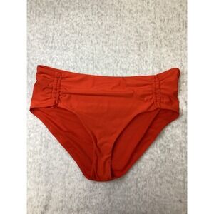 Calia Women XL Orange Red Adjustable Tie Front High Waist Swim Bottoms NWOT